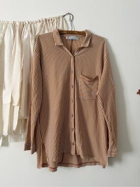 FP Beach Striped Long-Sleeve Button-Up Shirt